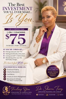 Finding You Coaching promotion — one-on-one coaching sessions with Sharon Terry